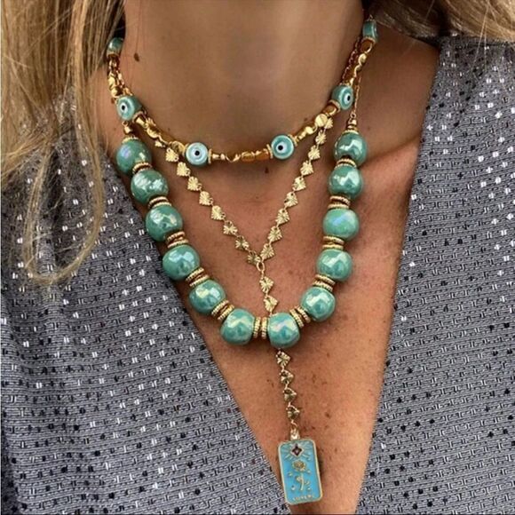 Bohemian gold necklace M429 - Picture 1 of 5